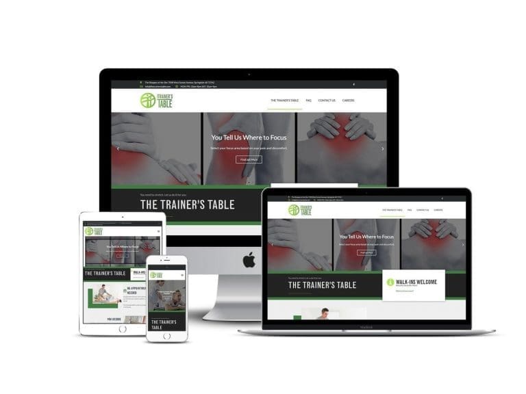 The Trainer's Table 5 Brilliant Blue Design website design for The Trainer's Table Elementor pagebuilder custom massage Royal Oak Michigan